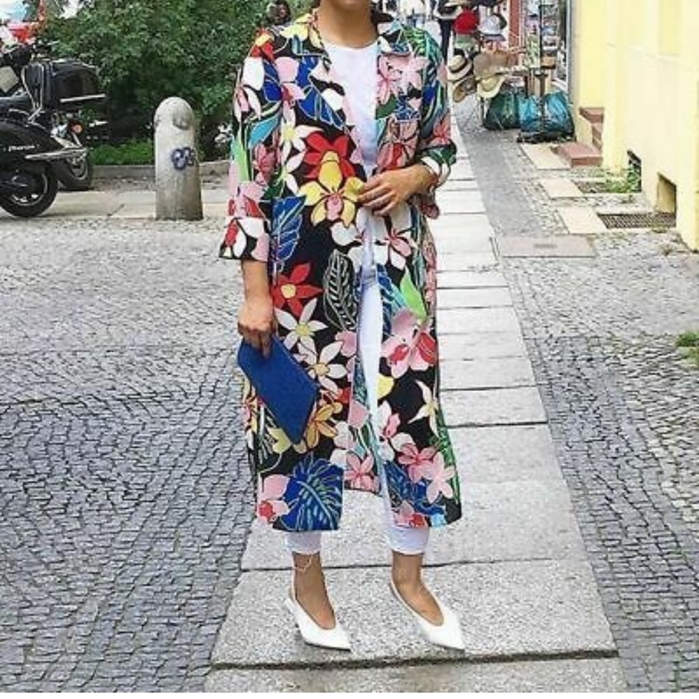 ZARA TROPICAL PRINT OVERSHIRT KIMONO Size S - Picture 6 of 10